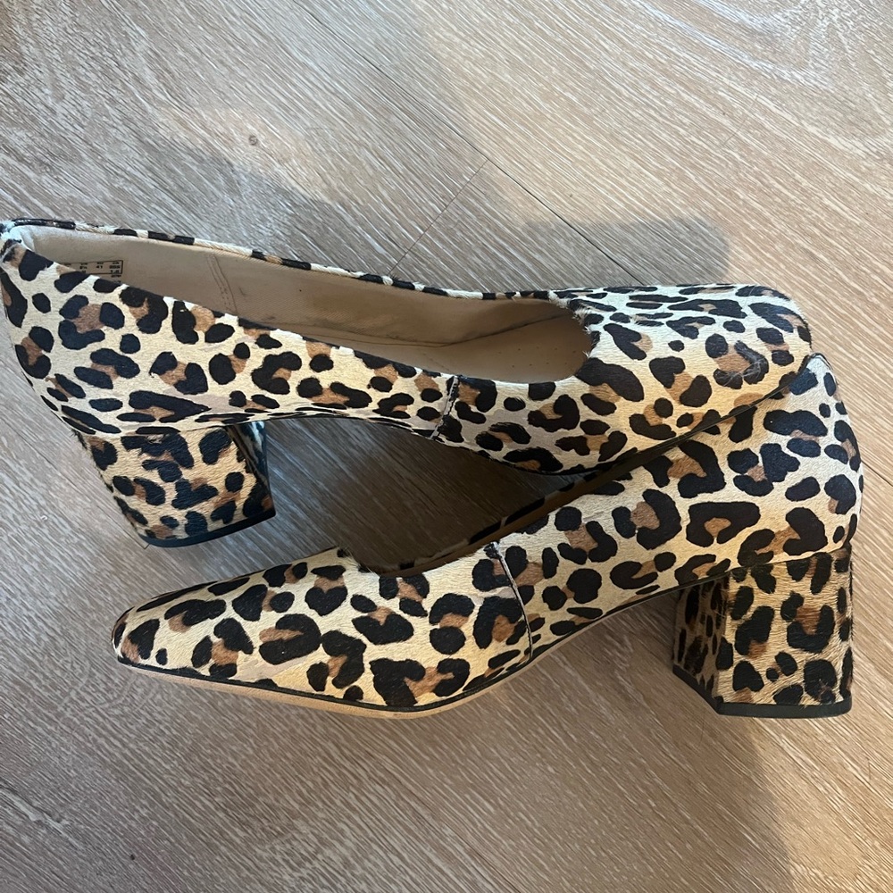 Womens Clarks Cheetah Block Heels (Like New) Comfort Plus Size US 9.5 EU 41